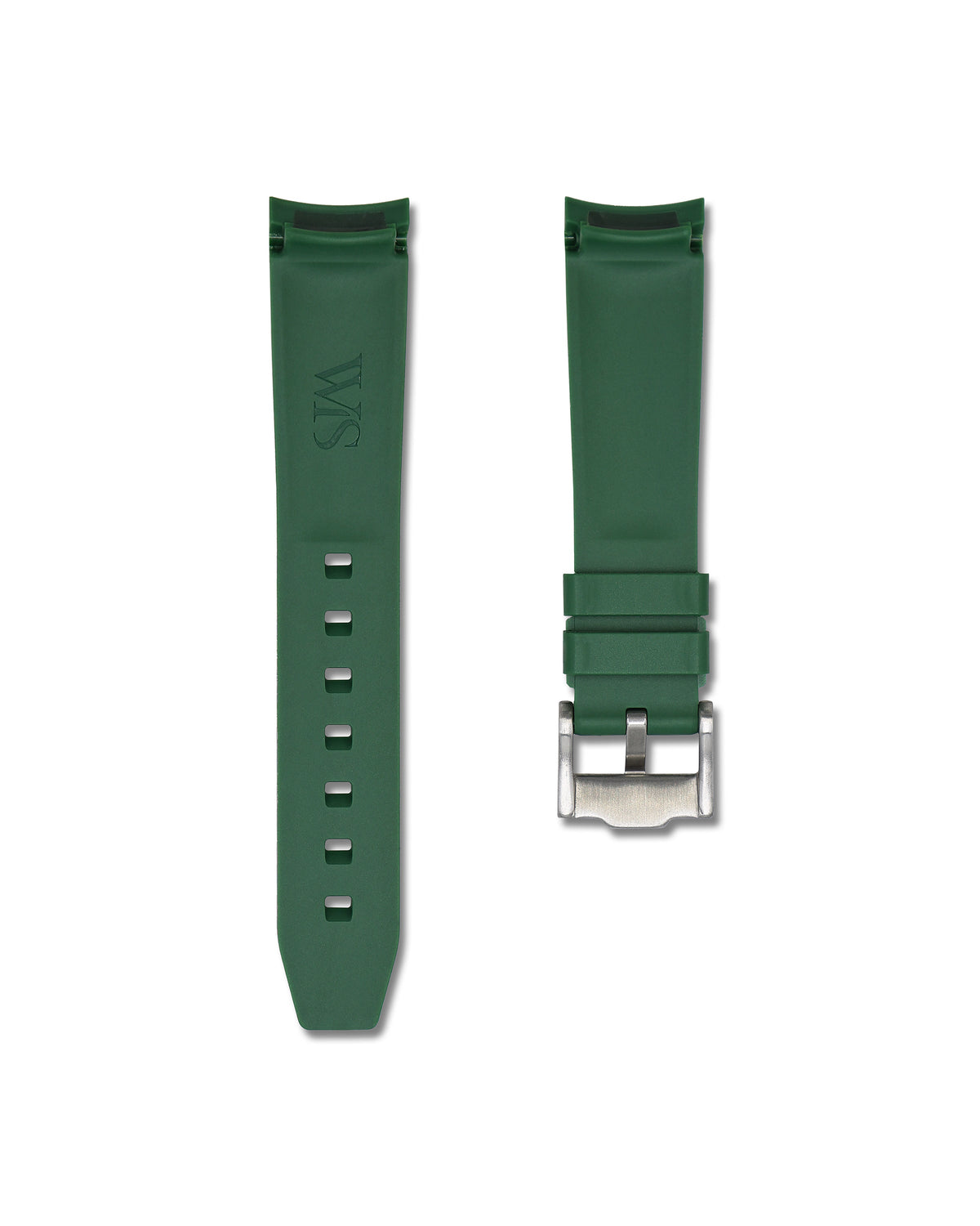 Forest Green with White Stripe Curved Rubber Strap 20mm