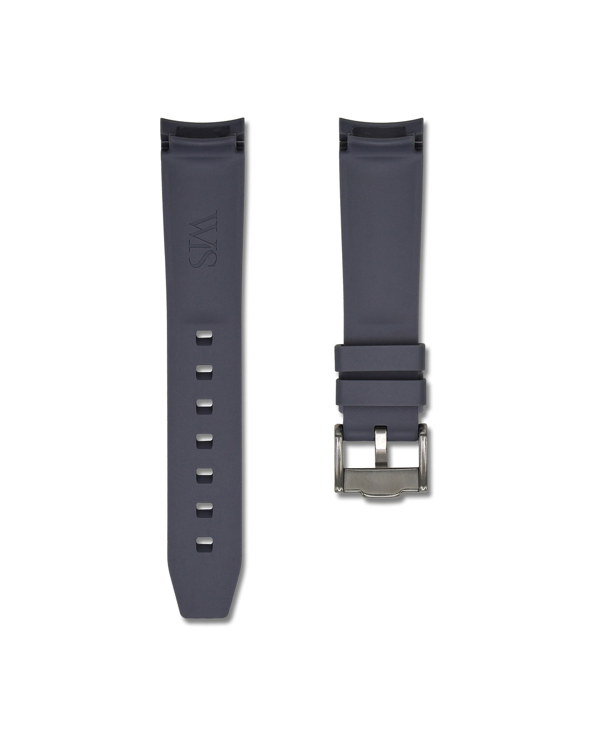 Charcoal Grey Curved Rubber Strap 20mm