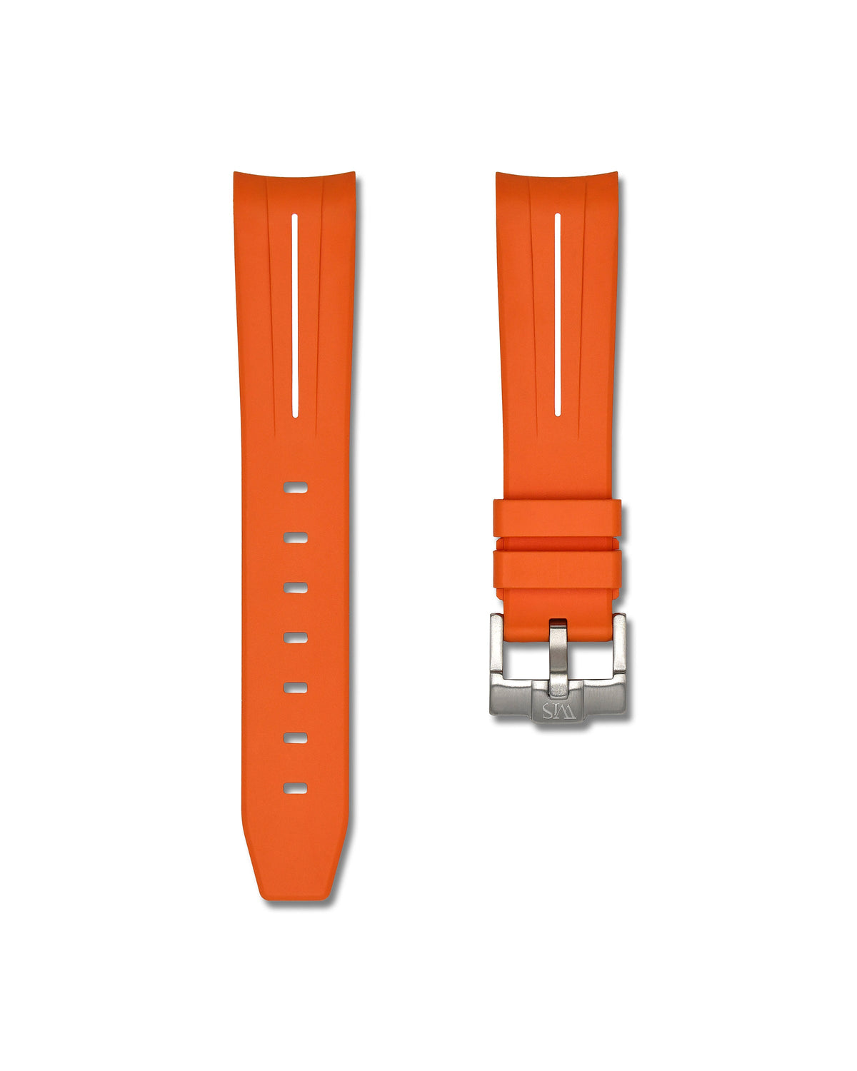 Tangerine Orange with White Stripe Curved Rubber Strap 20mm