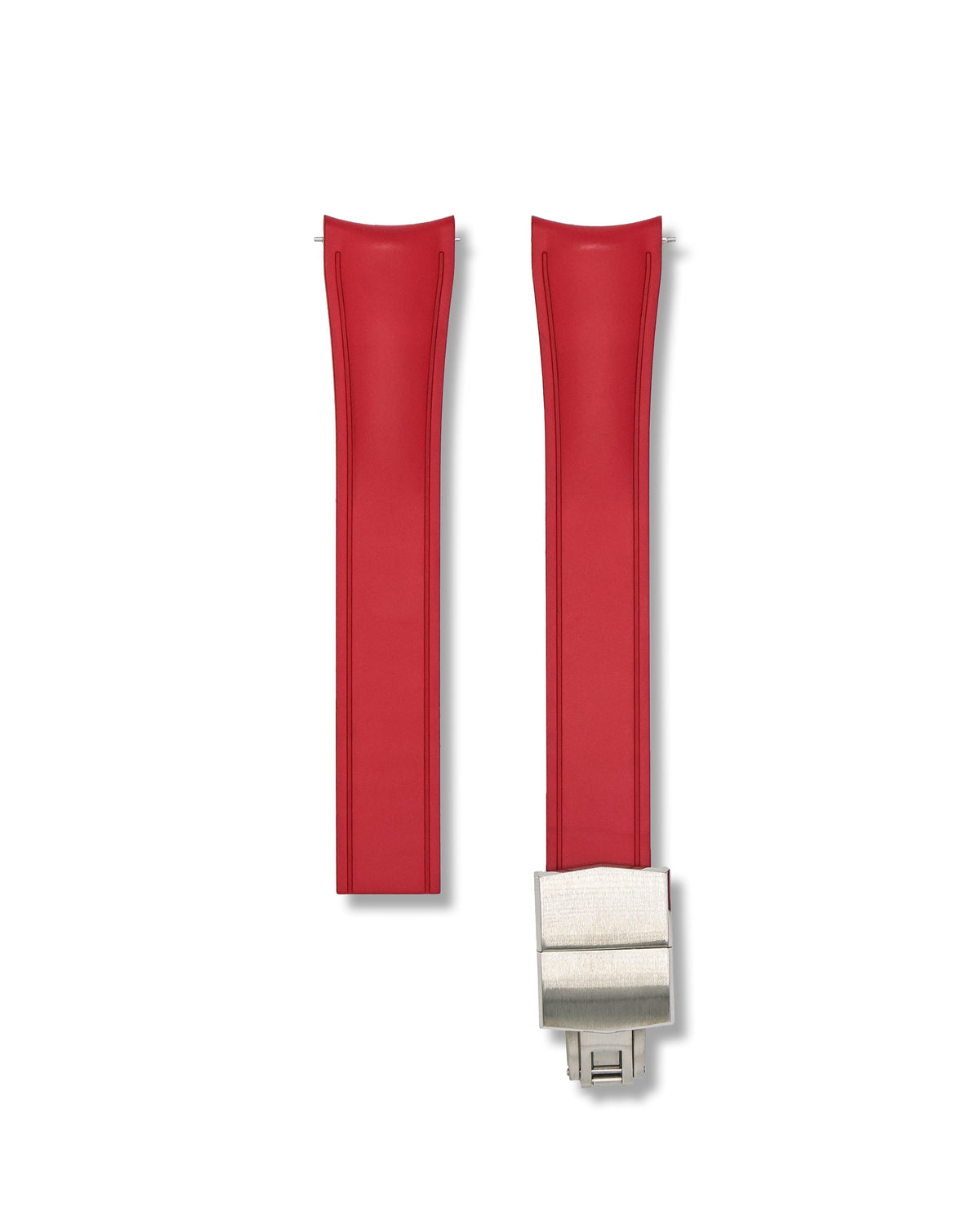 Scarlet Red Deployant Clasp Quick Release Rubber Strap 20mm