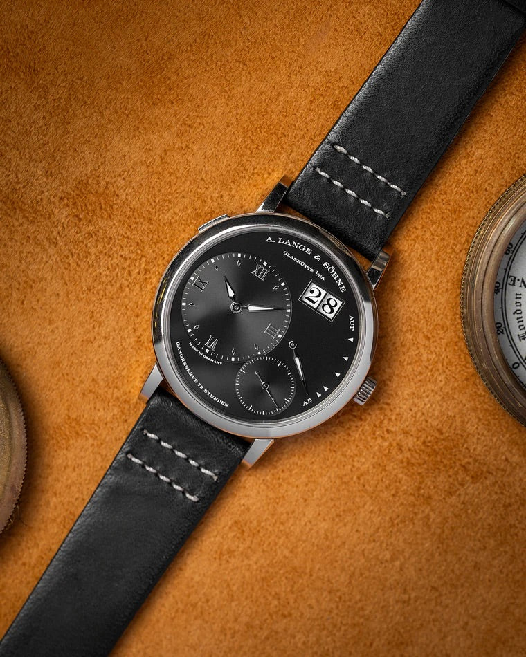 Tuxedo Black & White Stitched Leather Watch Strap 20mm