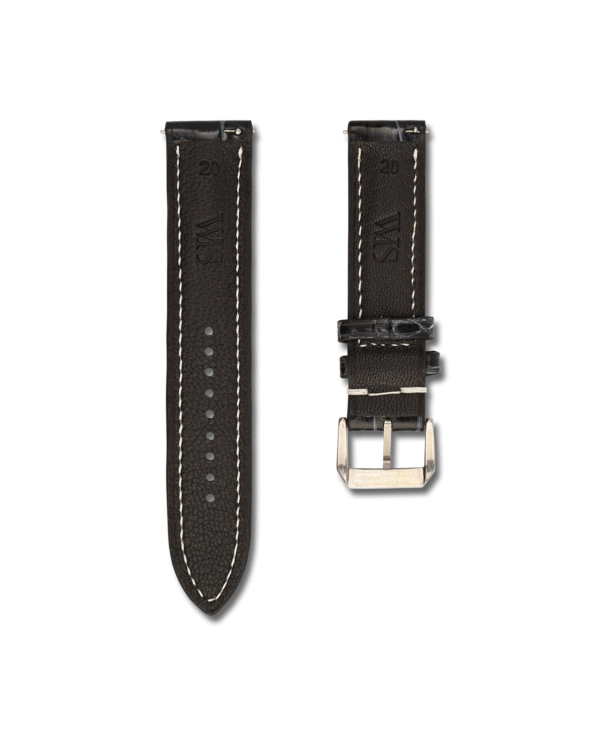 Obsidian Vein Black Alligator Leather Watch Strap 20mm