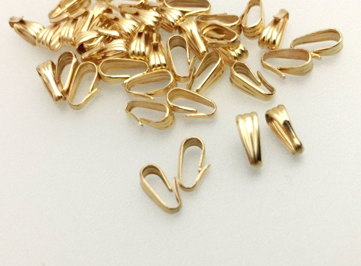 20x Snap-on Bail Gold Filled for Pendant Charm Necklace Component, Gold Filled Finding Bail Supply 7.5mmx2.5 mm K-517