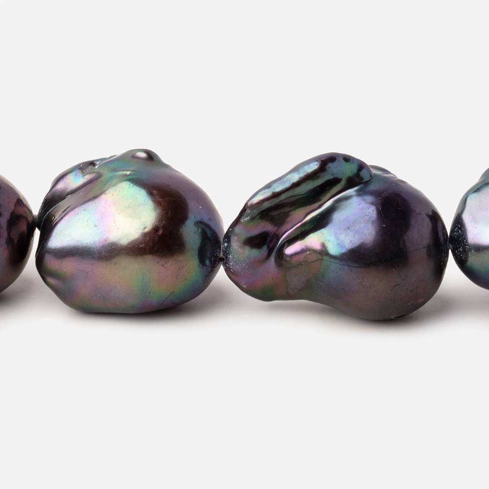 20x13-25.5x16.5mm Peacock Ultra Baroque Freshwater Pearl 16.5 inch 18 pieces AA