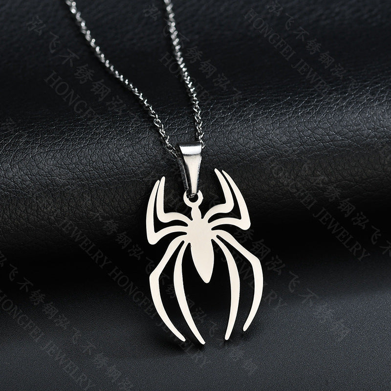 Stainless Steel Spider Pendant Necklace Gothic Style Unisex