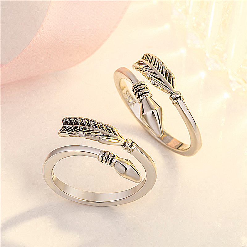 Women's & Men's Temperament Sier Korean Style Creative Opening Marriage Zircon Couple Ring