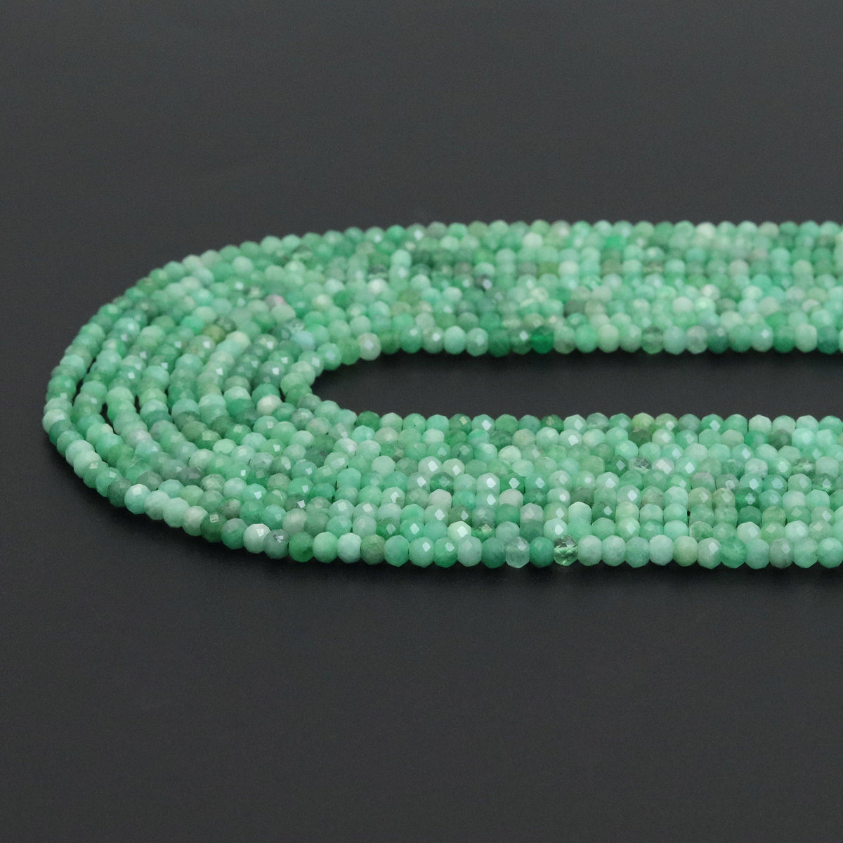 High Quality Emarald Rondelle Faceted Beads, Sku#U1883