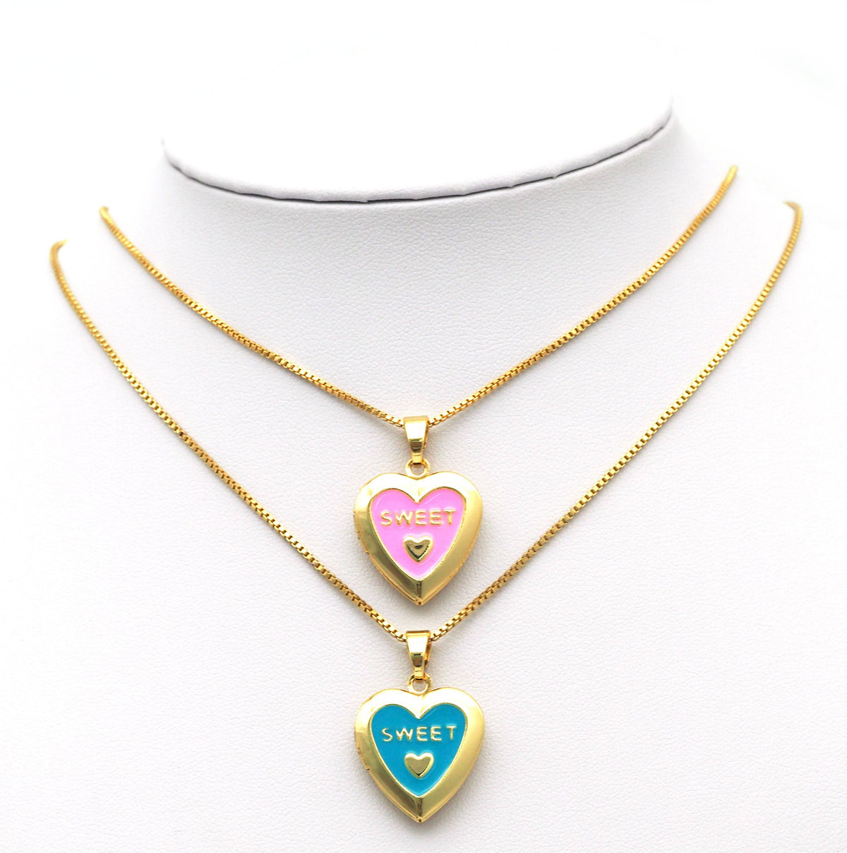 Lockets Enamel Sweet Word On Heart Shape Pendant, Sku#FH185