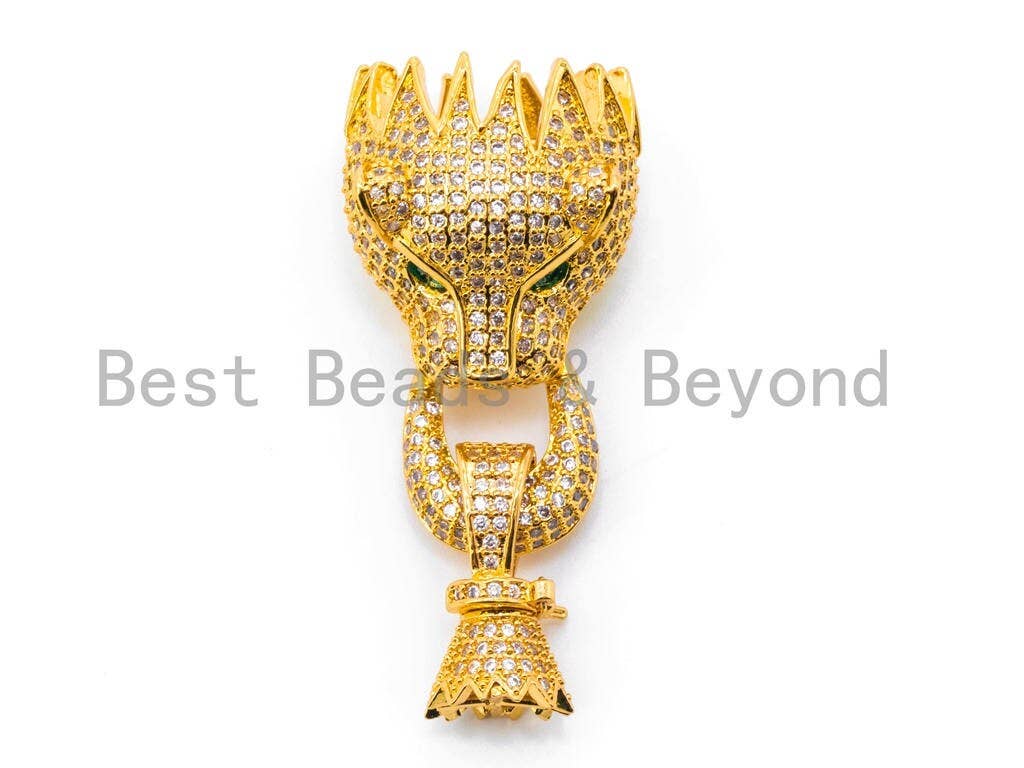 CZ Micro Pave Clasp, Panther Cubic Zirconia Clasp, Sivler Gold Black Rose Gold Clasp51x24x19mm, Sku#K46