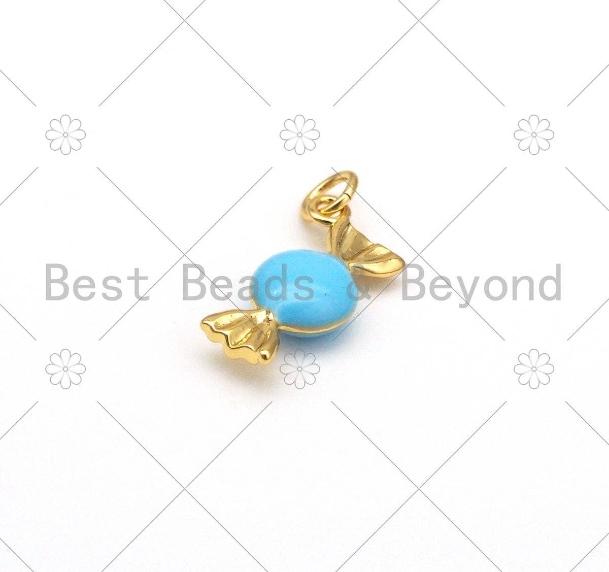 Colorful Enamel Candy Shape Pendant, 18K Gold Filled Candy Charm,Enamel Jewelry Findings, 18x8mm,Sku#F1421