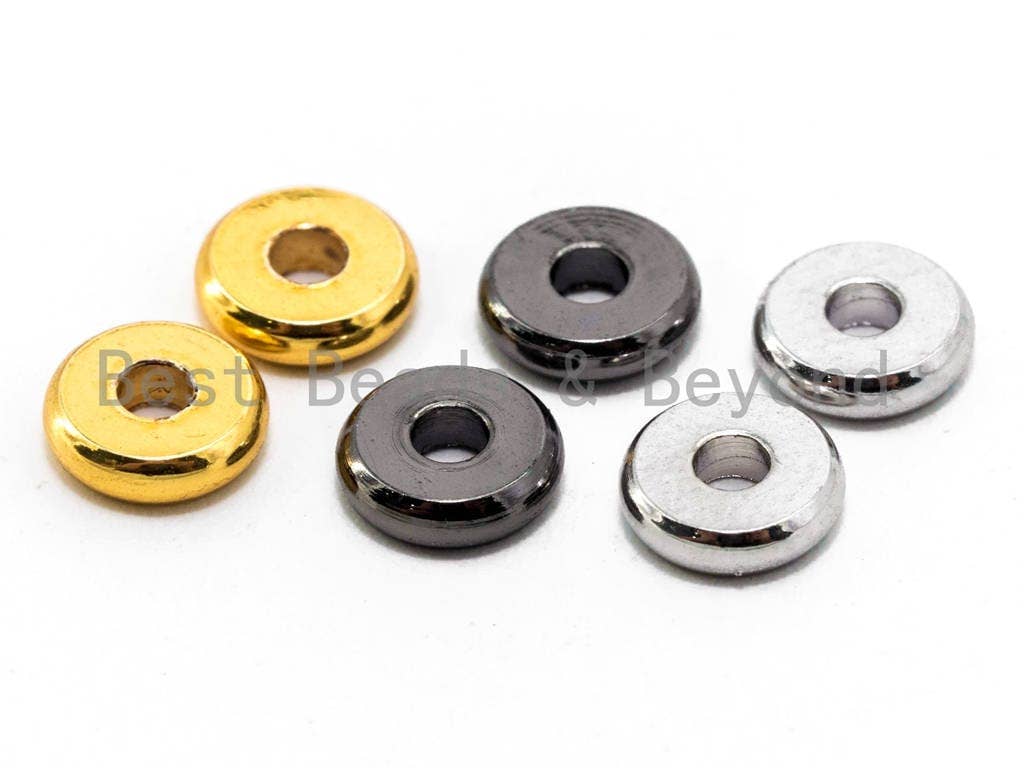 20pcs Rondelle Donuts Space Bead, 6mm/8mm/10mm Brass based, 24K Gold Silver Gunmetal Plated, Smooth finish,High quality,  SKU#C53