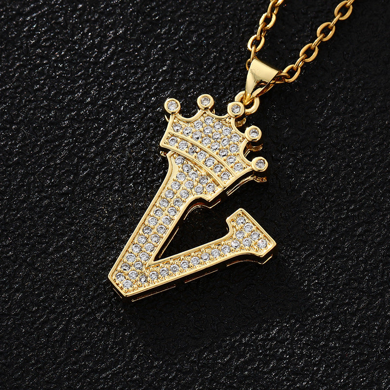 Women's Letters Fashion Crown Stainless Steel Zircon Necklaces