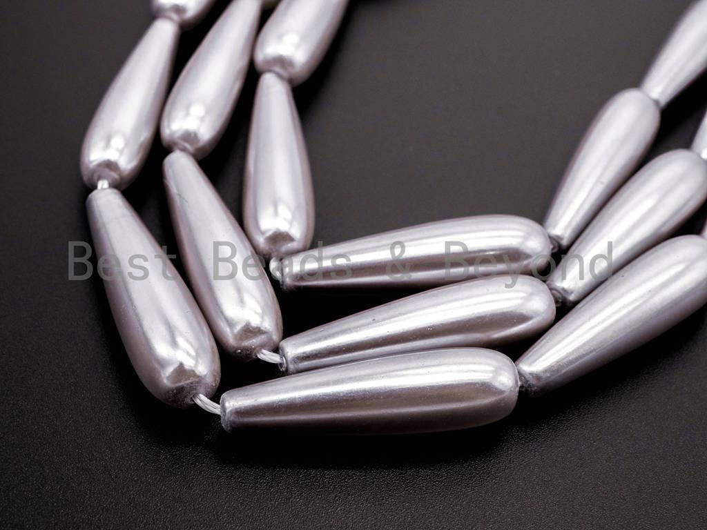 Gray  Natural Mother of Pearl beads,8x30mm Pearl Teardrop beads, Loose Teardrop Smooth Pearl Shell Beads, 16inch strand, SKU#T75