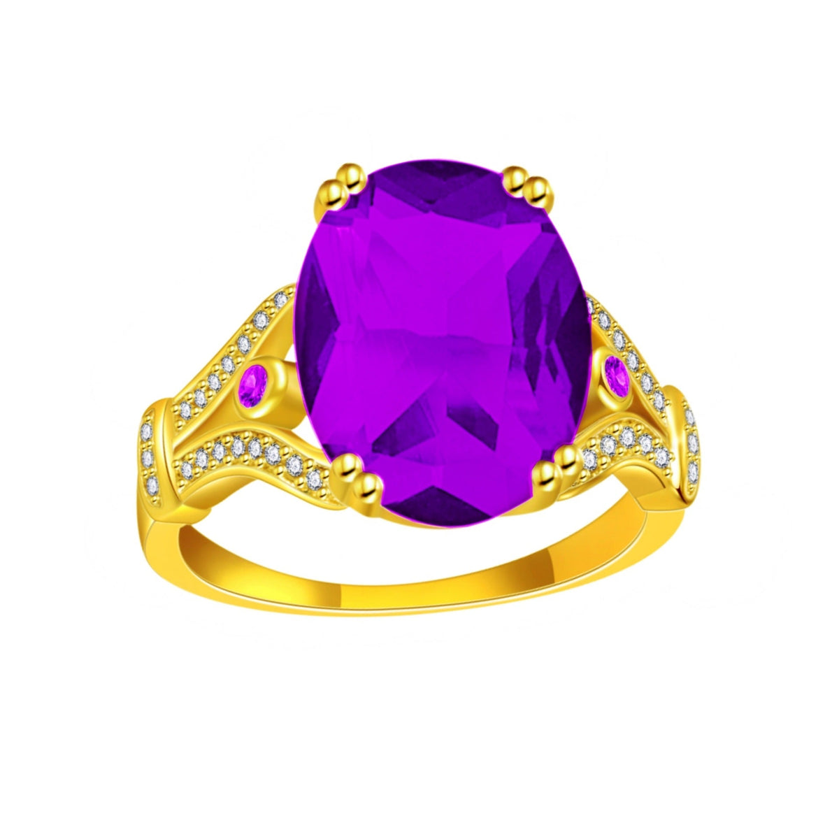 Goose Egg Diamond Creative Large Loose Stone 18k Gold-Plated Ring