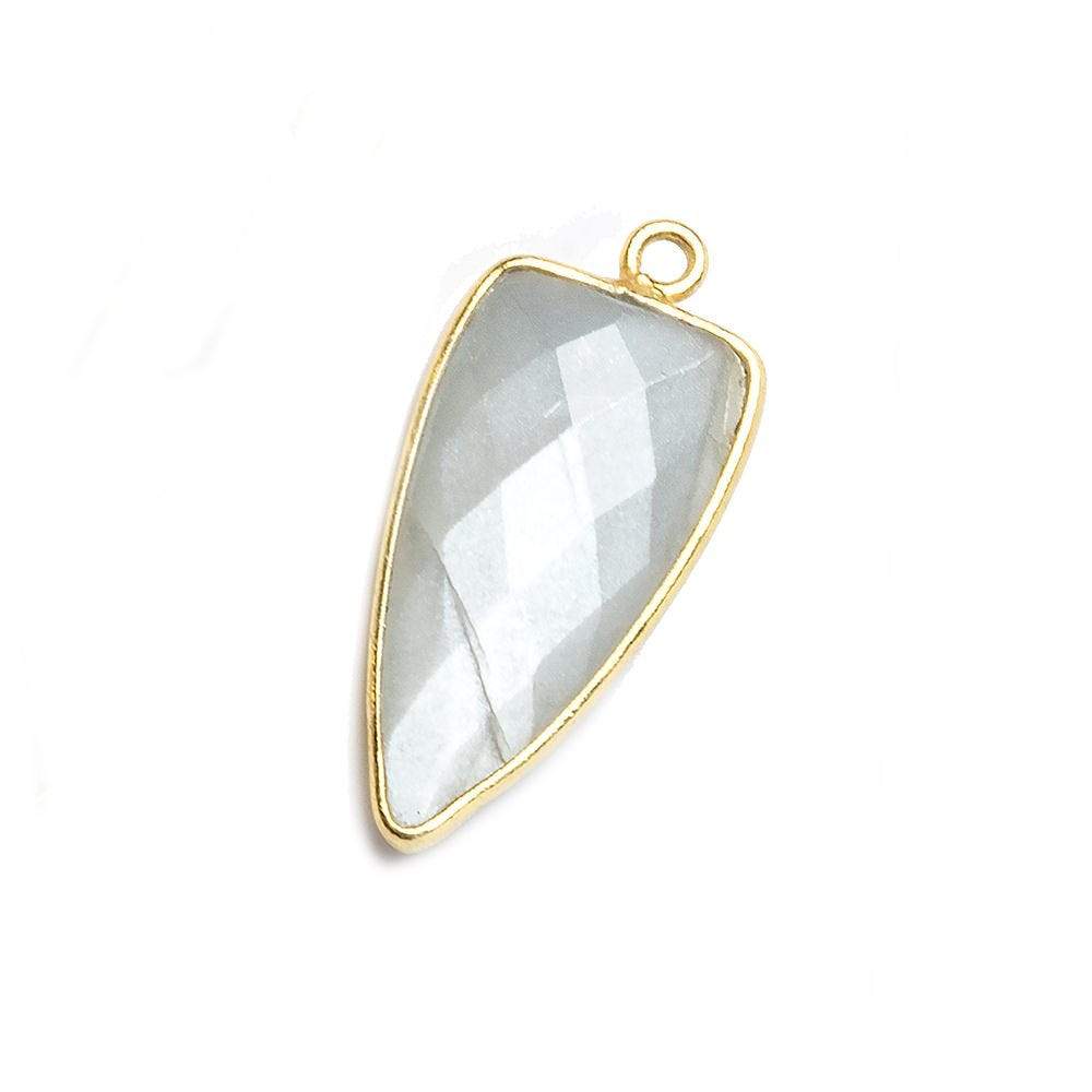 21x11mm Vermeil Bezel Platinum Grey Moonstone faceted point 1 focal bead