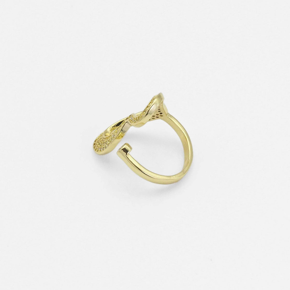 Gold CZ Frame Heart with Dot Adjustable Ring, Sku#LD412