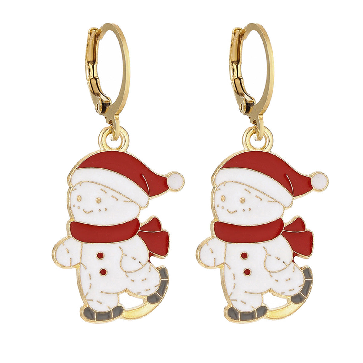 Cross-Border Personalized Christmas Alloy Earrings Christmas Hat Colorful Star Dot Diamond Christmas Tree Elk Gingerbread Man Earrings