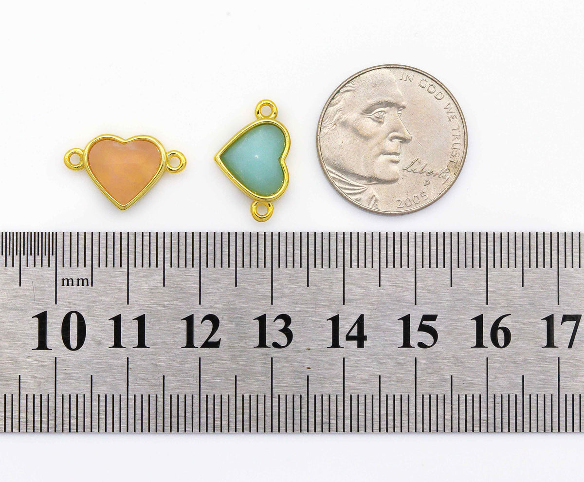 Gold Gemstone Heart Connector, Sku#LY16