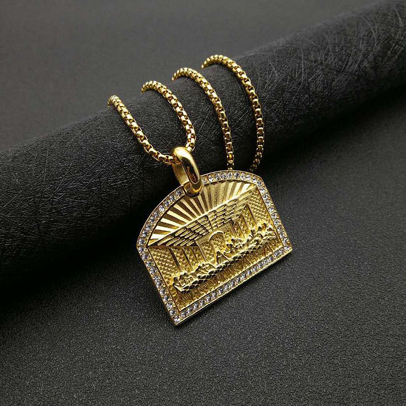 Hip Hop Titanium Steel Gold Plated Necklaces