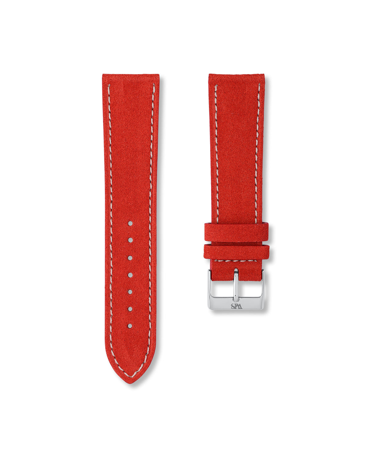 Salmon Red Suede Leather Watch Strap 22mm