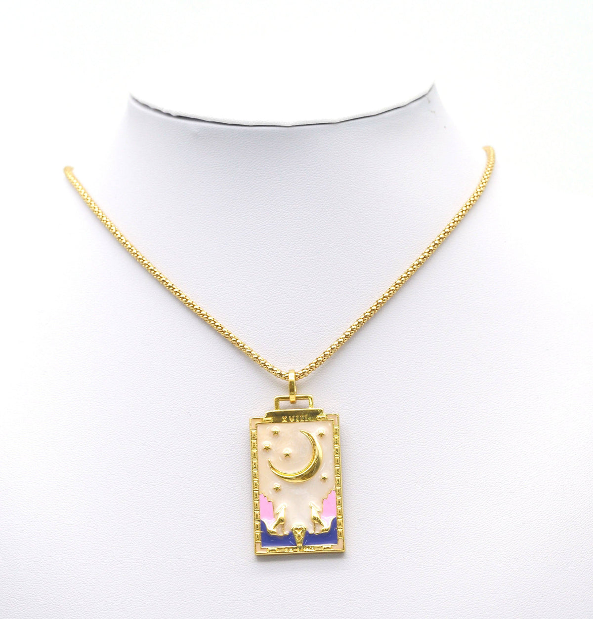 Gold Enamel Evil Eye Heart Moon On Rectangle Charm, Sku#JL111