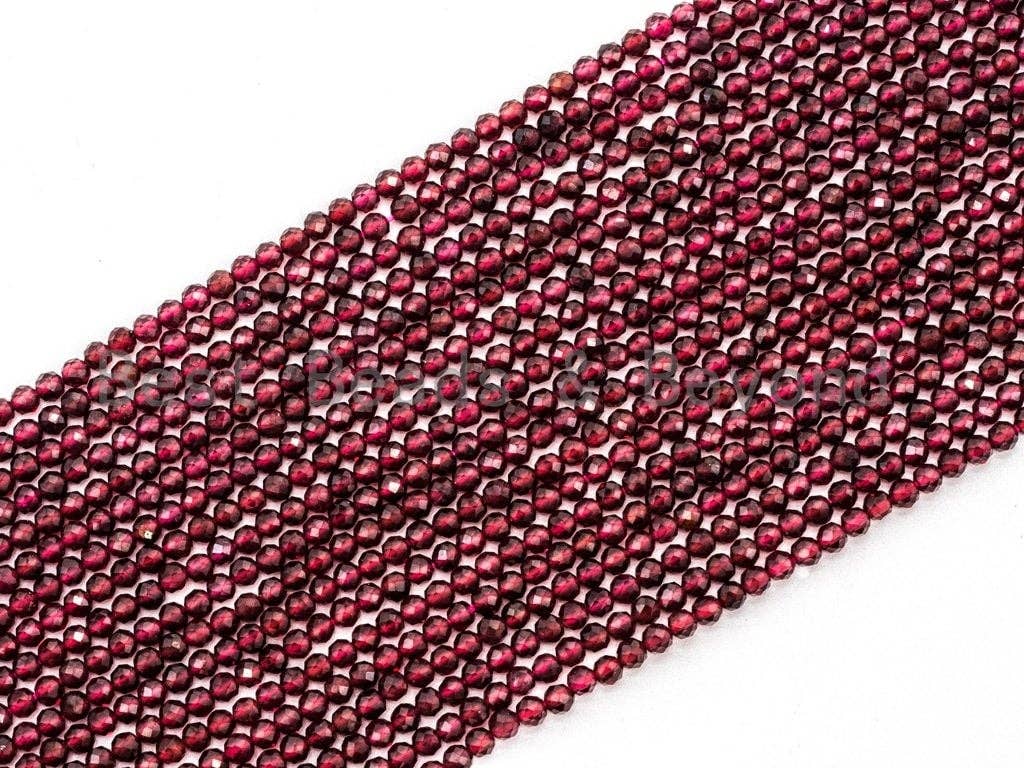 High Quality Natural Garnet Round Faceted beads, 2mm/3mm Tiny Sparkle Round Gemstone Beads, 15.5inch strand, SKU#U74