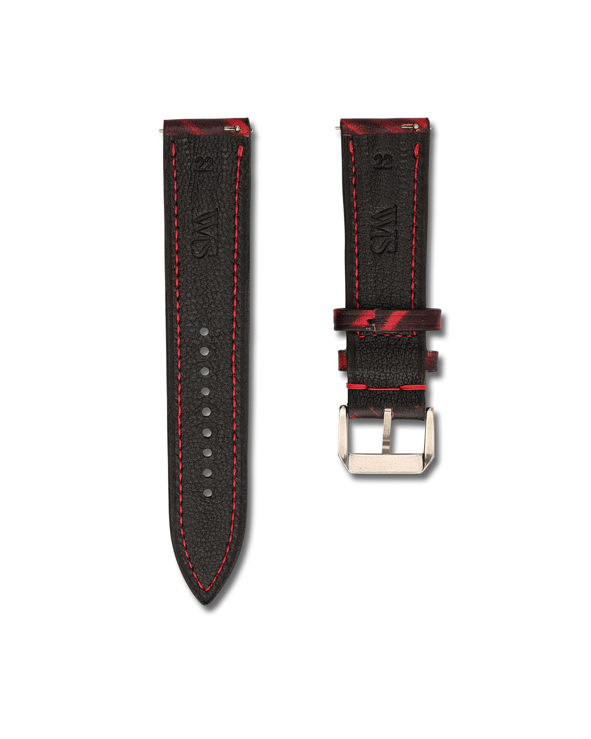 Crimson Brushed Calf Leather Watch Strap 22mm