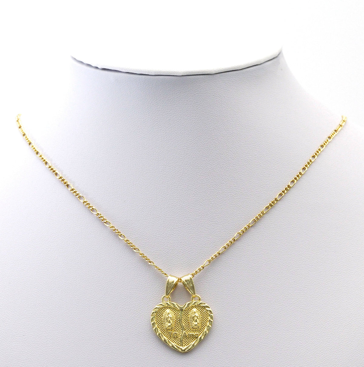 CZ Gold  Virgin Mary Te Amo Medallion Heart Charm, Sku#LK760