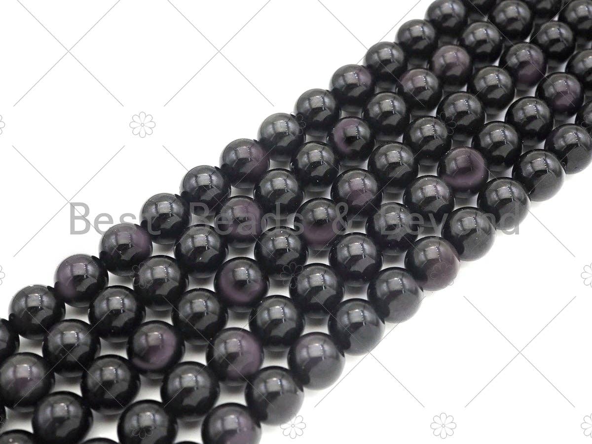 High Quality Natural Red Obsidian, Round Smooth 10mm/12mm Beads, 15.5" Full Strand, Sku#U1133