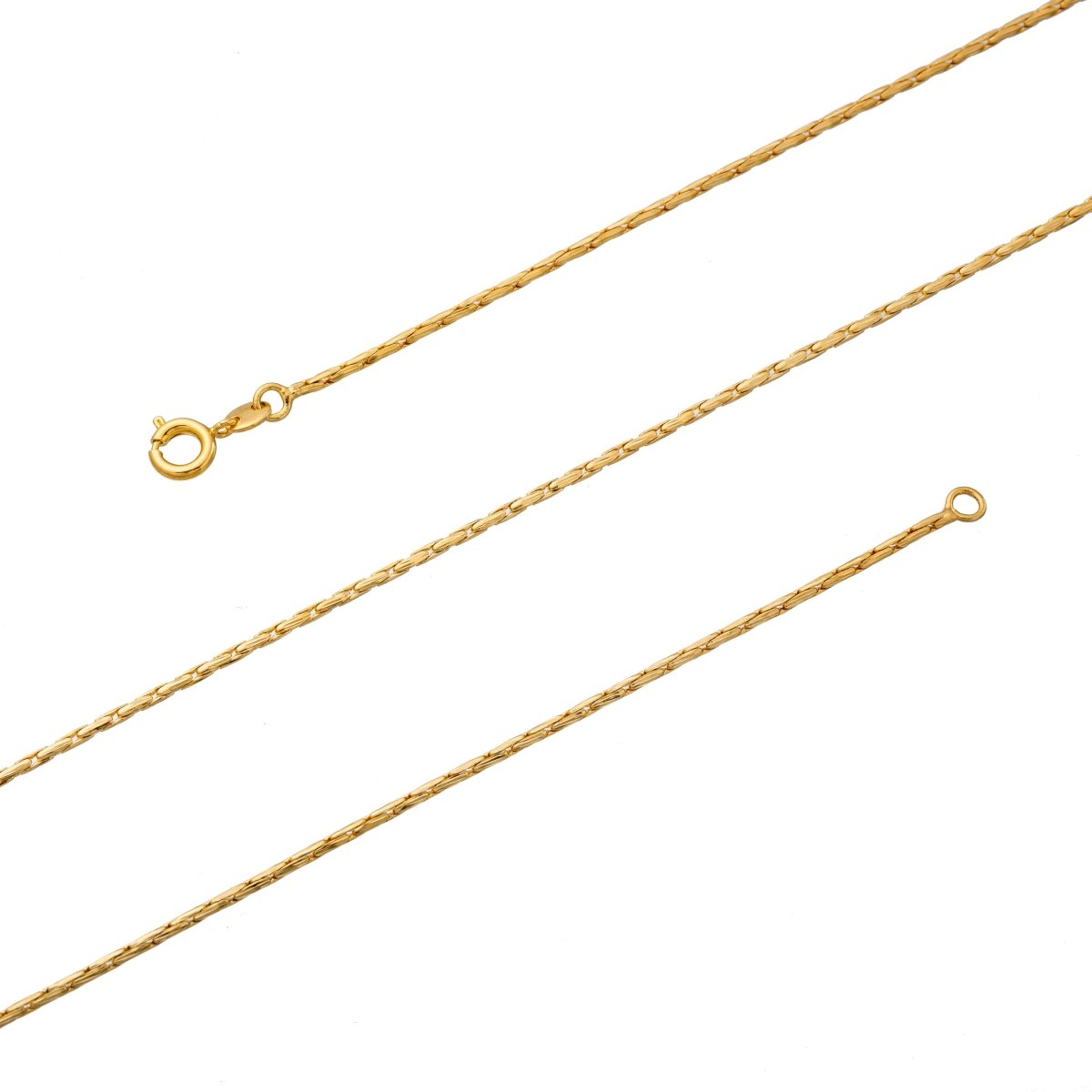23.5 inch Boston Chain Necklace, 24K Gold Plated Finished Designed Chain Necklace, Dainty 0.8mm Designed Necklace w/ Spring Ring | CN-287  Clearance Pricing