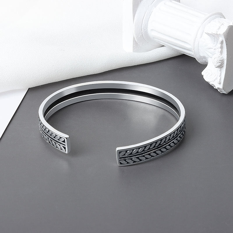 Style Simple Handmade Retro Feather Leaf Personalized Sier Bracelets