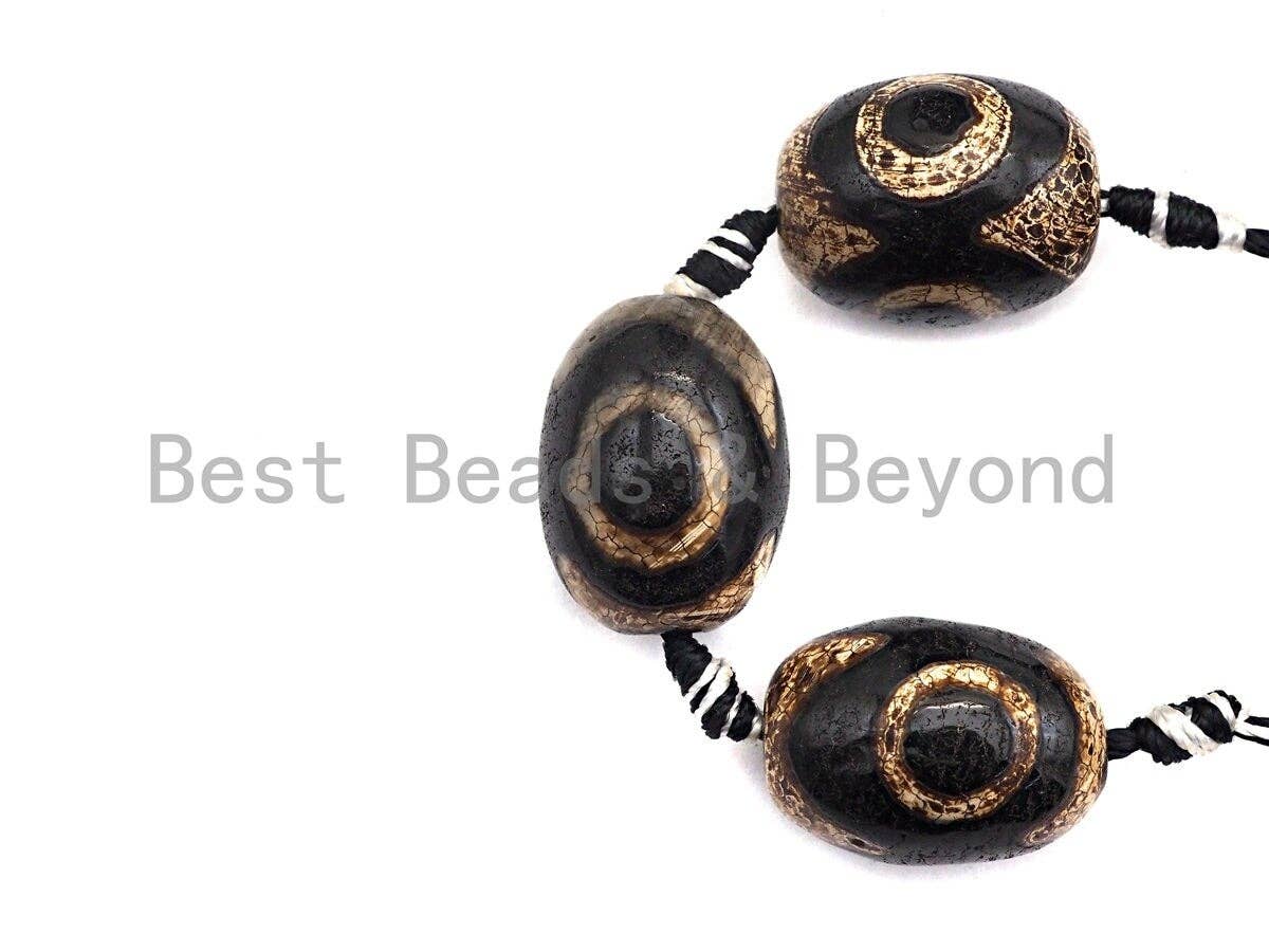 1pc/12pc Tibetan Barrel Agate Beads, Dzi Eye Drum beads, Brown Black Tibetan Eye Agate Beads, 15x20mm, sku#U533
