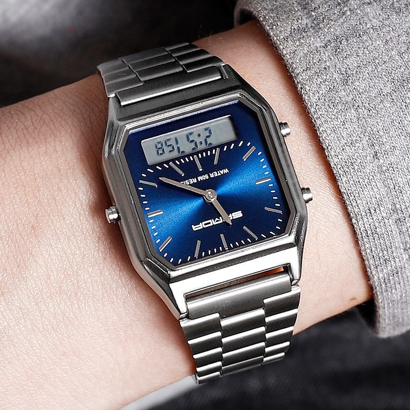 Mens Business Quartz Watch Simple Mens Wristwatch Dual Display