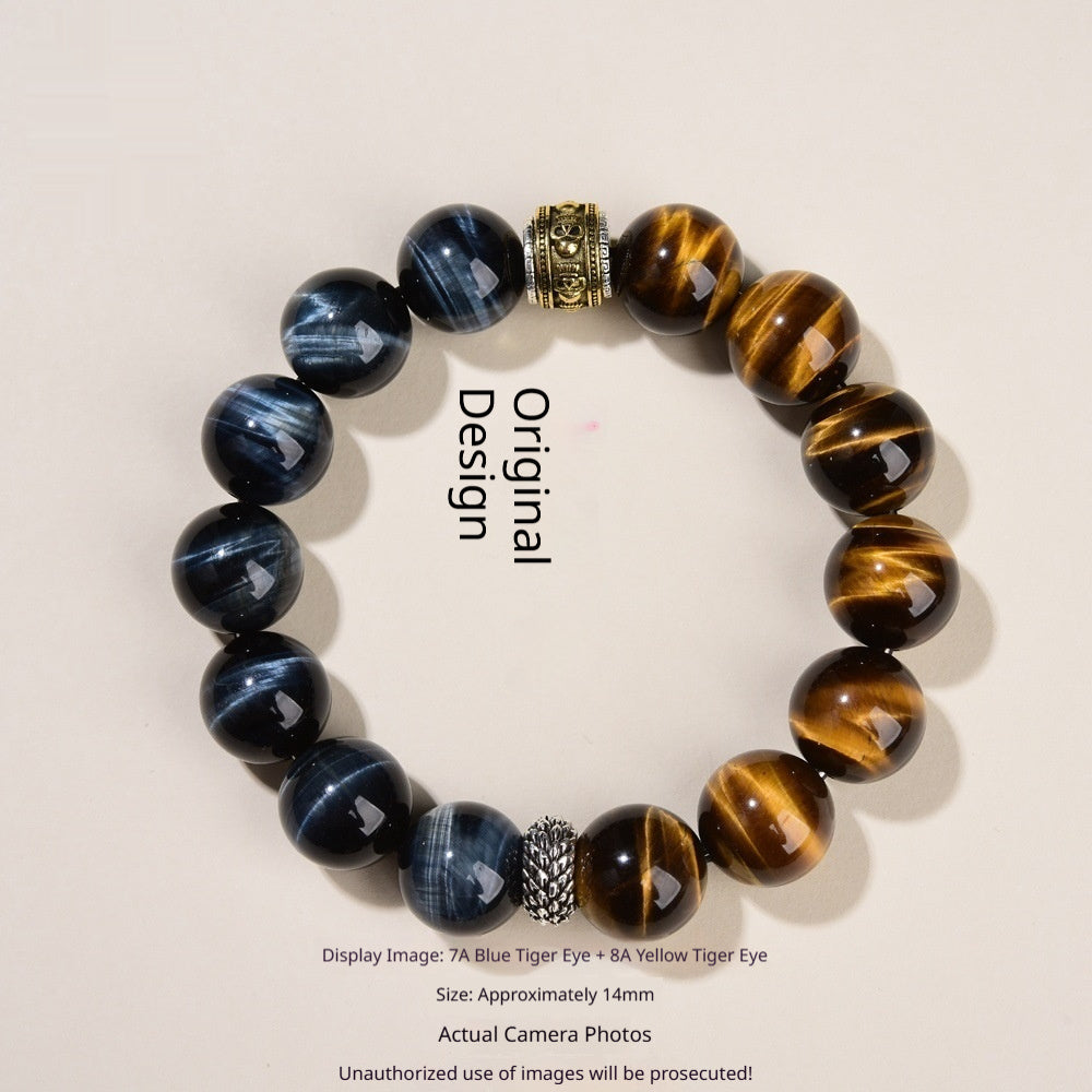 Natural Tigers Eye And Obsidian Collectors Bracelet