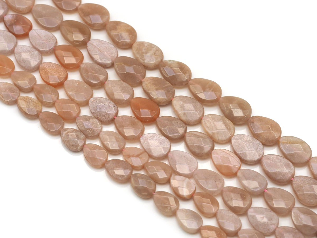 Natural Quality Faceted Teardrop Peach Moonstone Beads, Sku#HY3