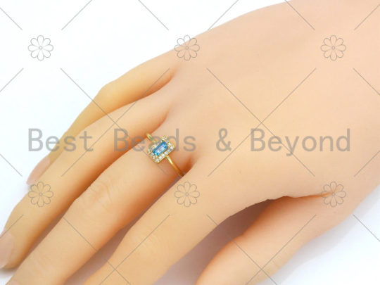 Big  Rectangle CZ Adjustable Ring,Sku#X234
