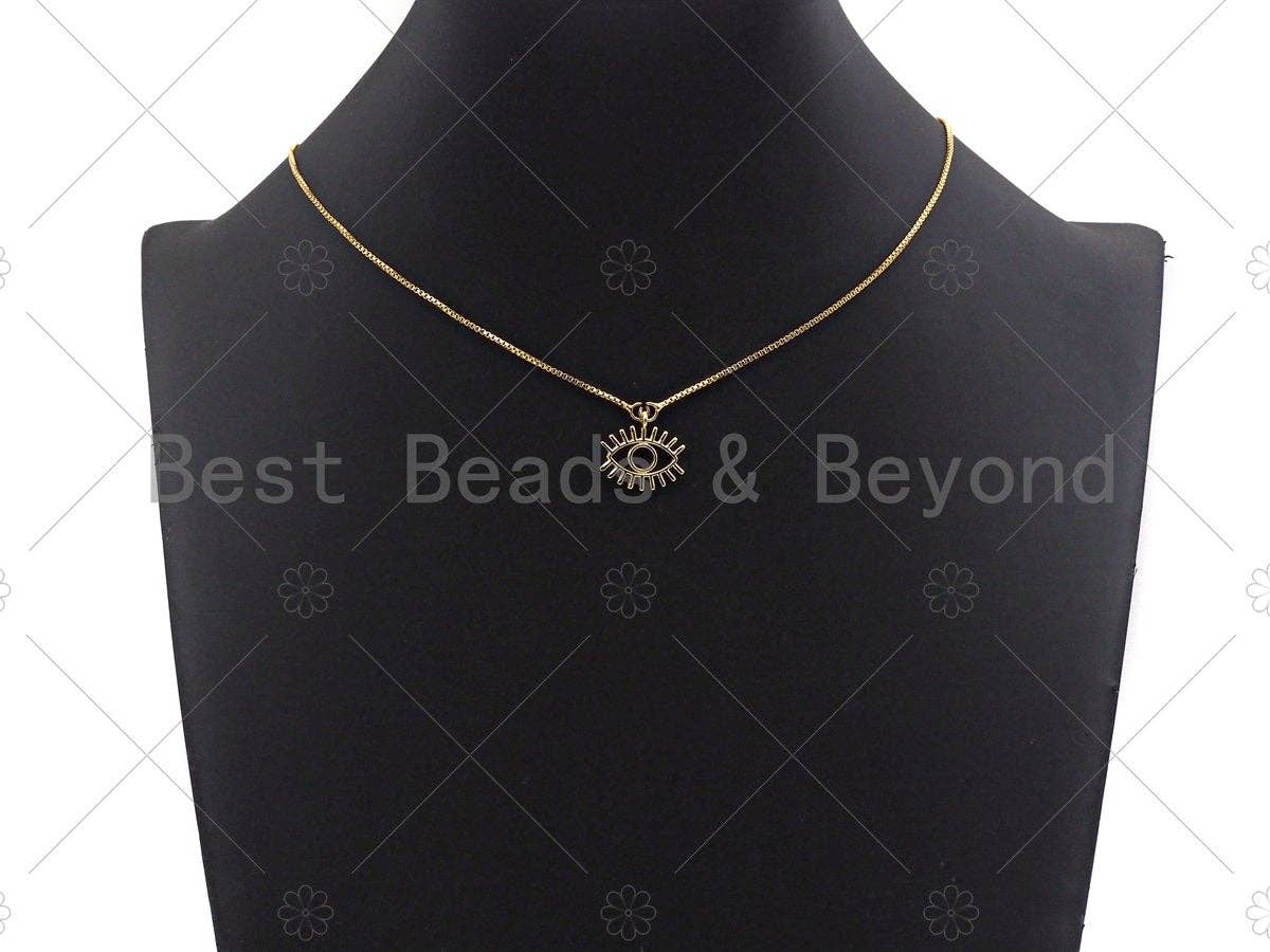 Large Evil Eye With Long Eyelash Pendant/Charm, Lucky eye Pendant, 24K Gold Tone,16x15mm,Sku#L307