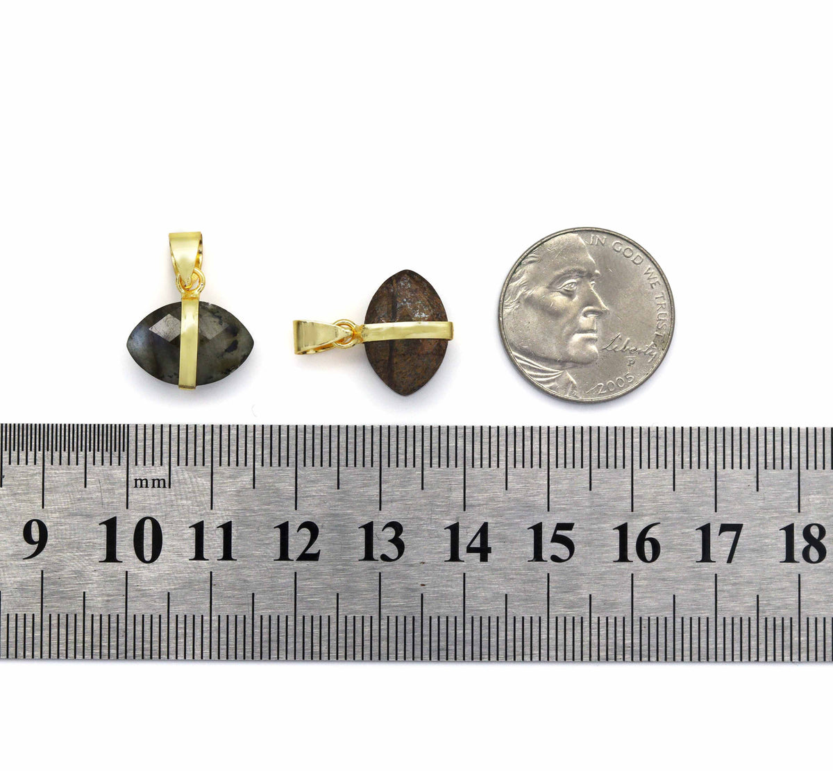 Gold Oval Gemstone Charm, Sku#LY20
