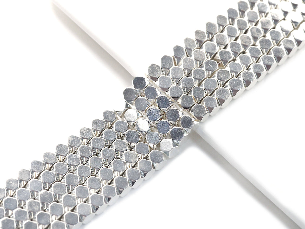 Bright Silver Hematite Cube beads, 4mm/6mm, sku#S148
