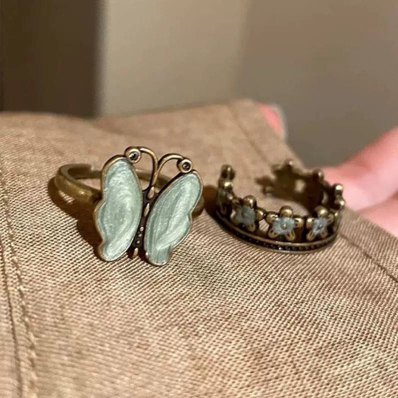 New Chinese Style Vintage Butterfly Flower Ring For Women, Retro Unique Index Finger Ring, Niche Advanced Sense Ring