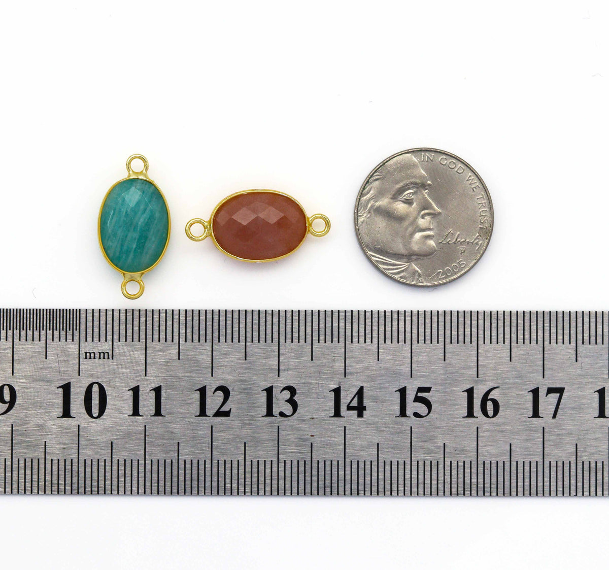 Gold Oval Gemstone Charm, Sku#LY23