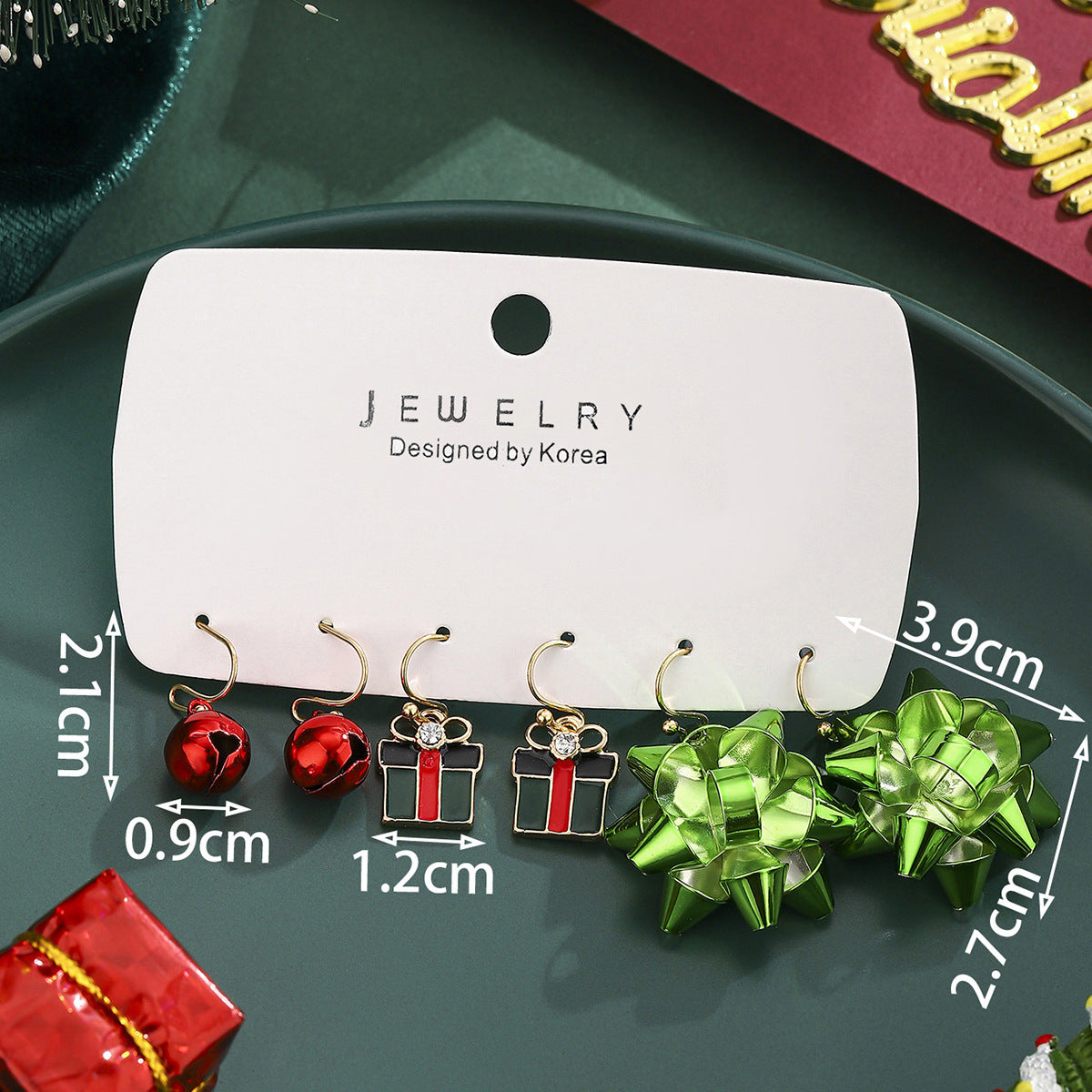 Cross-Border Personalized Christmas Alloy Earrings Christmas Hat Colorful Star Dot Diamond Christmas Tree Elk Gingerbread Man Earrings
