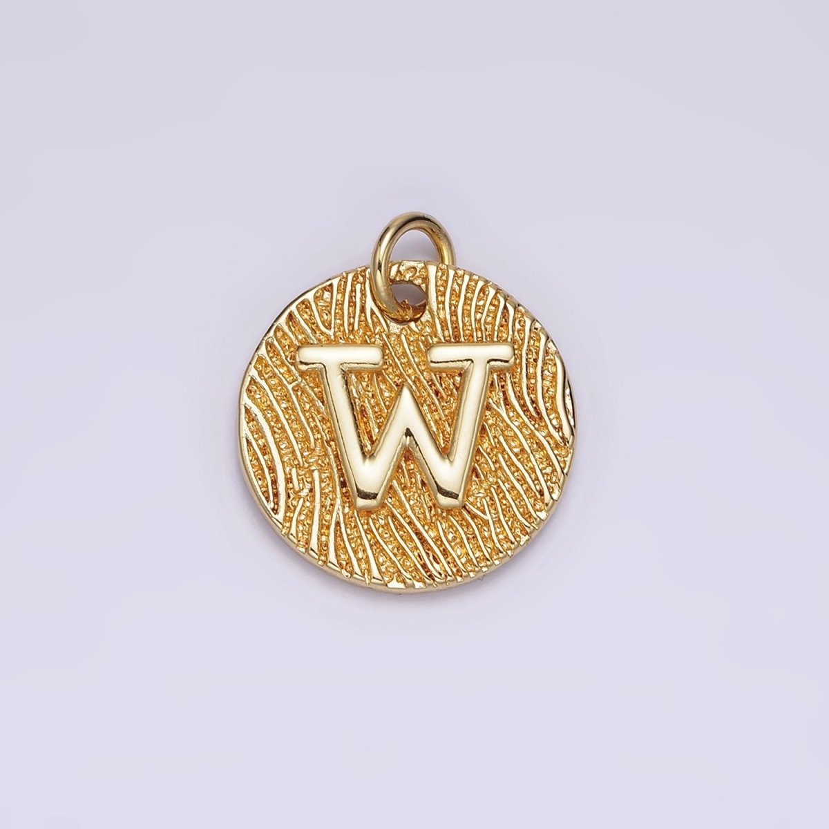 24K Gold Alphabet Charms, English Letter Pendants 15mm Initial Coin Pendants | A-A1119-A-A1131
