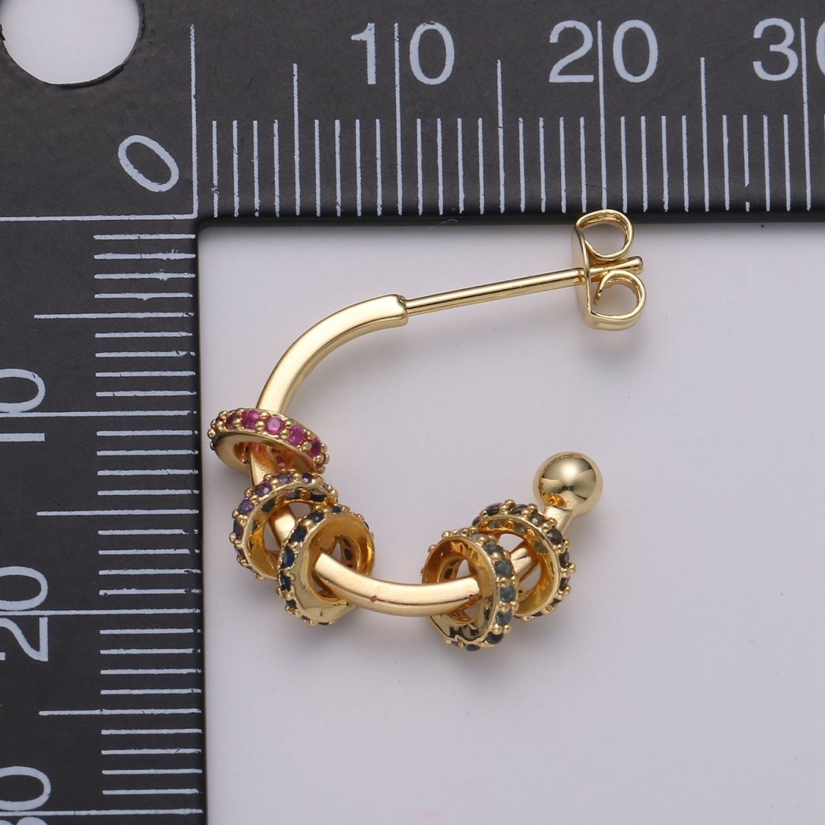 24k Gold Earrings, Hoop Earrings, Medium Hoop, Stud Earring, Gold Plated Earring, Gift for Her, Everyday Wear Earring K-817