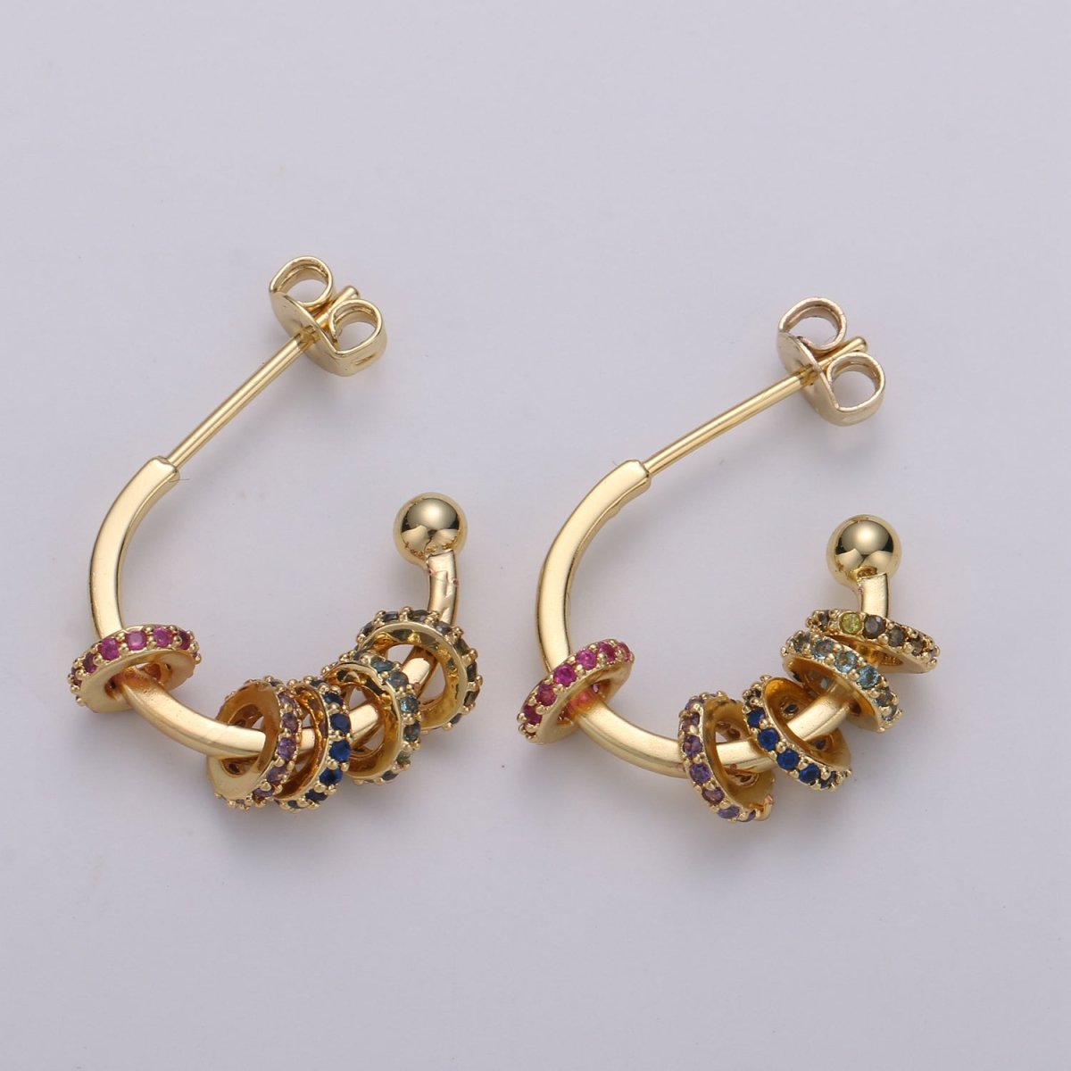 24k Gold Earrings, Hoop Earrings, Medium Hoop, Stud Earring, Gold Plated Earring, Gift for Her, Everyday Wear Earring K-817