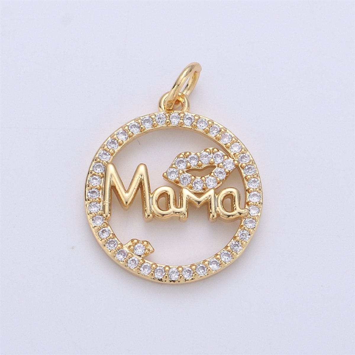 24k Gold Fill Micro Pave Mother Charm - Mama Necklace Charm - Mother Necklace Pendant - Mother's Day Gifts - Mama Letter Necklace Pendant I-563