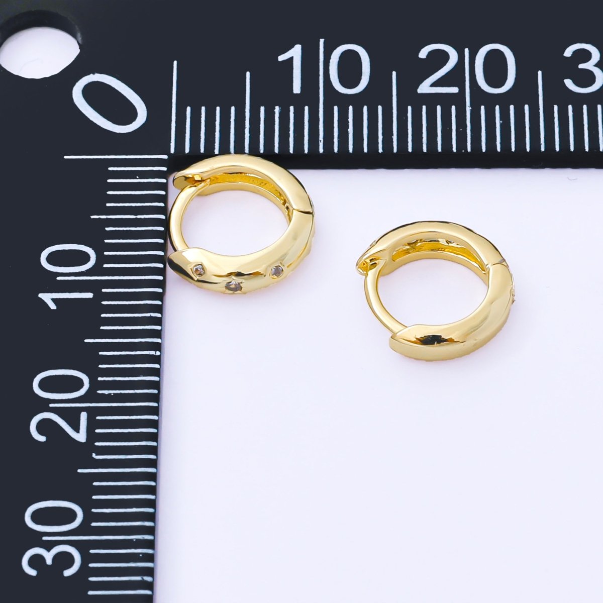 24K Gold Filled 10mm Clear CZ Dotted Cartilage Huggie Earrings in Gold & Silver | AB1610 AB1609