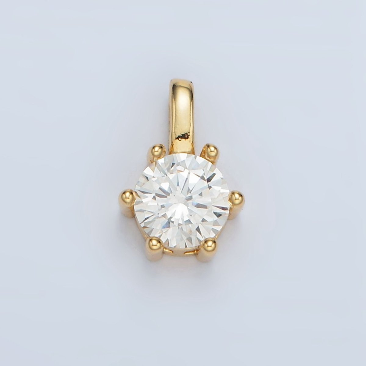24K Gold Filled 11mm Round CZ Personalized Birthstone Pendant in Gold & Silver | AA923 - AA938