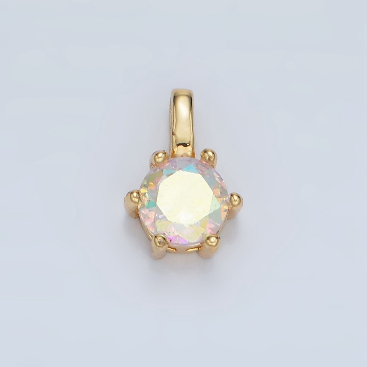 24K Gold Filled 11mm Round CZ Personalized Birthstone Pendant in Gold & Silver | AA923 - AA938