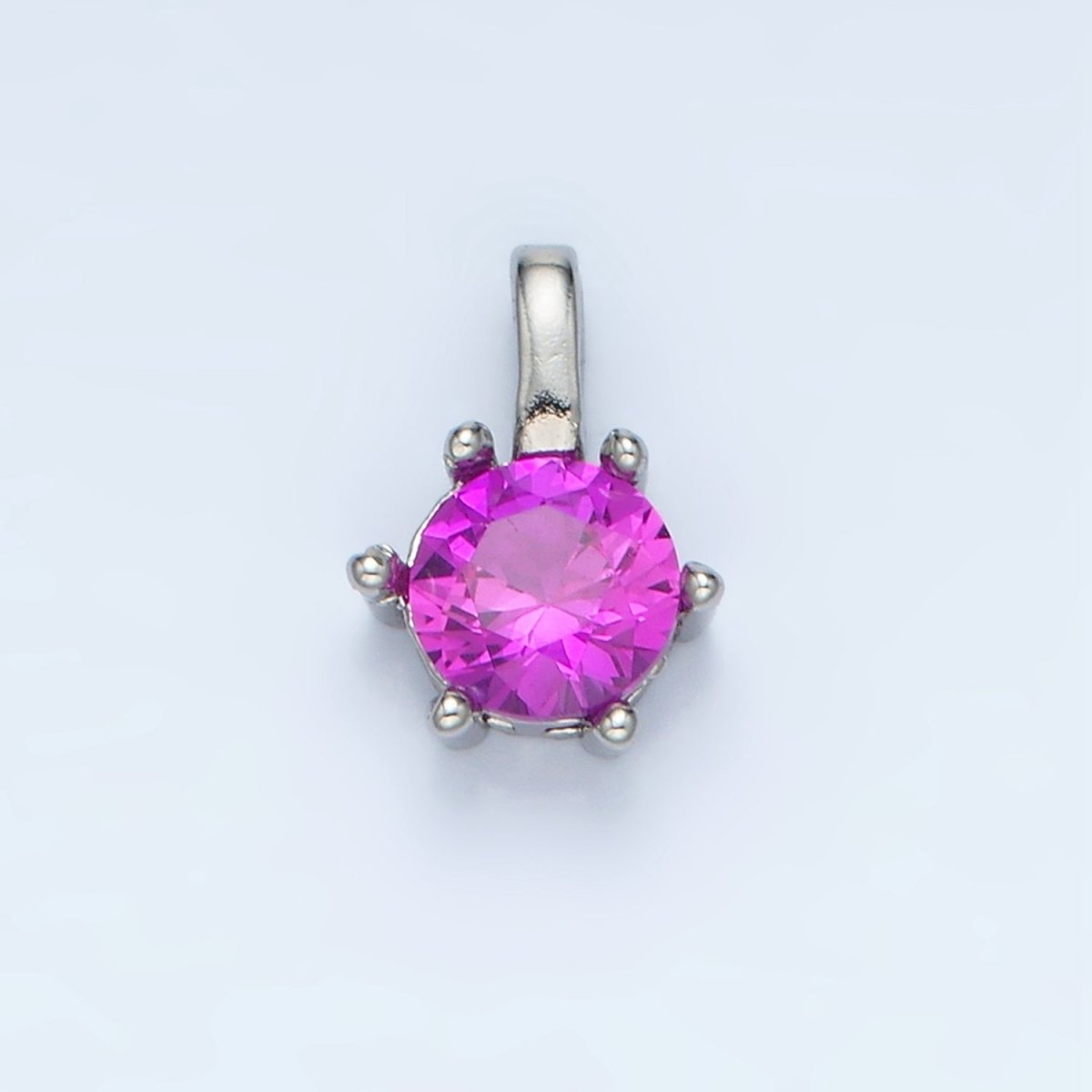 24K Gold Filled 11mm Round CZ Personalized Birthstone Pendant in Gold & Silver | AA923 - AA938